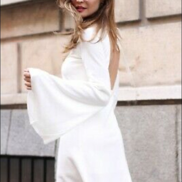 ZARA Dress Low Cut Back Long Flared Bell - Picture 4 of 9